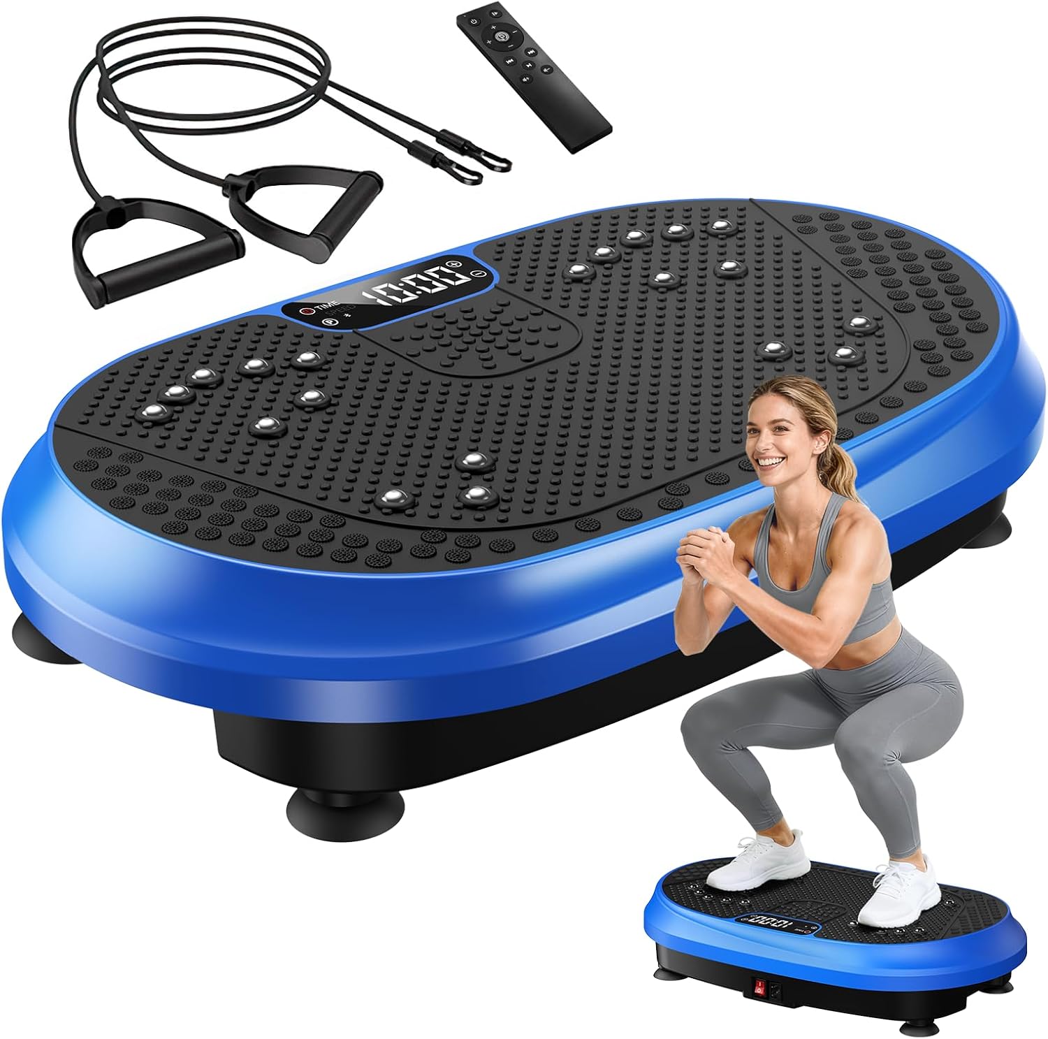 Ultimate Ears Vibration Plate Exercise Machine, Vibrating Fitness Platform for Lymphatic Drainage, Full Body Shaker Workout Equipment, Bluetooth Power Shaping Vibrate Plate, Board Sport for Home Exercise Gym, Blue