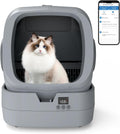 Ultimate Ears Automatic Cat Litter Box Self Cleaning - APP Control - Weight Monitoring - Ultra-Quiet, Medium Cats and Kittens Litter Box, Safe Anti-Pinch【Assembly Required】- Grey