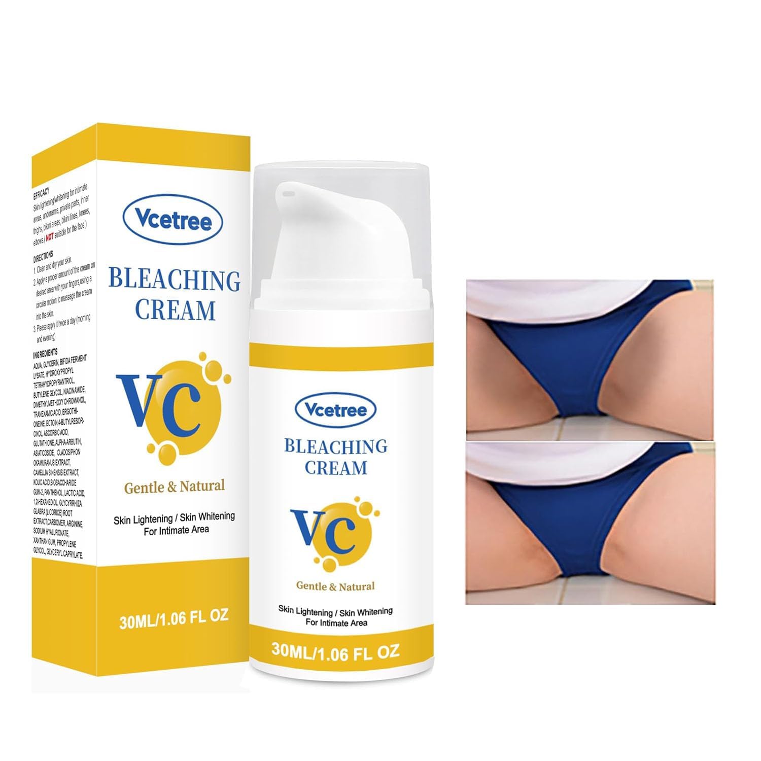 Ultimate Ears Skin Bleaching Cream Skin Lightening for Body Intimate Areas, Private Parts, Underarm, Knees, Elbows, Inner Thigh, Bikini Area, Whitening Cream Dark Spot Remover For Intimate Areas (1FL OZ)