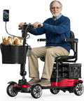 Mobility Scooter for Adults, 4 Wheel Motorized Mobility Scooter w/Storage Basket, 350LBS Capacity & Detachable Battery, 15Miles Electric Powered Mobility for Outdoor (Red, 15 MI-5)