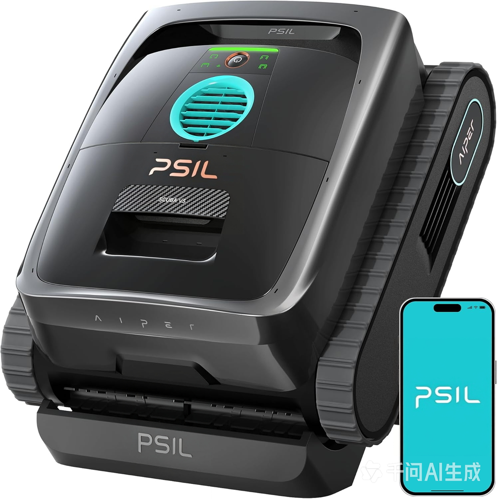 PSIL Scuba V3 AI Vision Cordless Robotic Pool Cleaner, Include Wireless Charging Dock, Smart Waterline Parking & Featherlight Design, Micromesh Multi-Layer Filtration, Grey