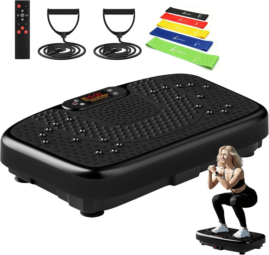 Ultimate Ears Waver Vibration Plate Exercise Machine for Lymphatic Drainage Weight Loss,120 Speed Levels Vibrating Platform with Resistance Bands,Full-Body Workout Equipment for Muscle Activation