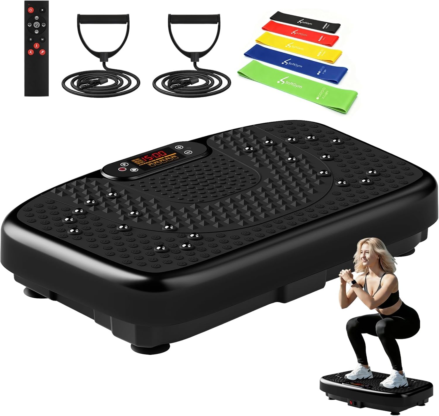 Ultimate Ears Waver Vibration Plate Exercise Machine for Lymphatic Drainage Weight Loss,120 Speed Levels Vibrating Platform with Resistance Bands,Full-Body Workout Equipment for Muscle Activation