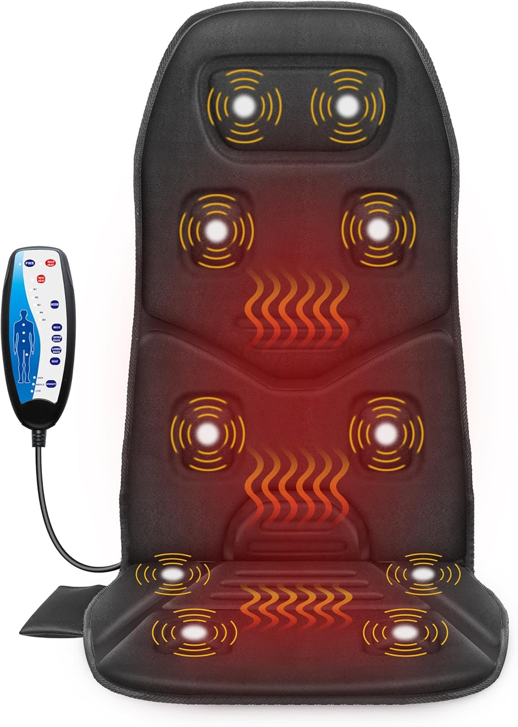 Ultimate Ears Vibration Back Massager Seat Cushion with Heat,Father Day Dad Gifts for Men,10 Motors Massage Chair Pad,Chair Massager for Pain Relief at Office/Home, Father Day Gift