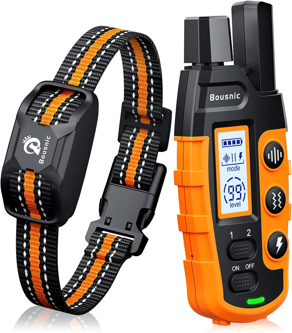 Ultimate Ears Dog Shock Collar - 3300Ft Dog Training Collar with Remote for 5-120lbs Small Medium Large Dogs Rechargeable Waterproof e Collar with Beep (1-8), Vibration(1-16), Safe Shock(1-99) (Orange)