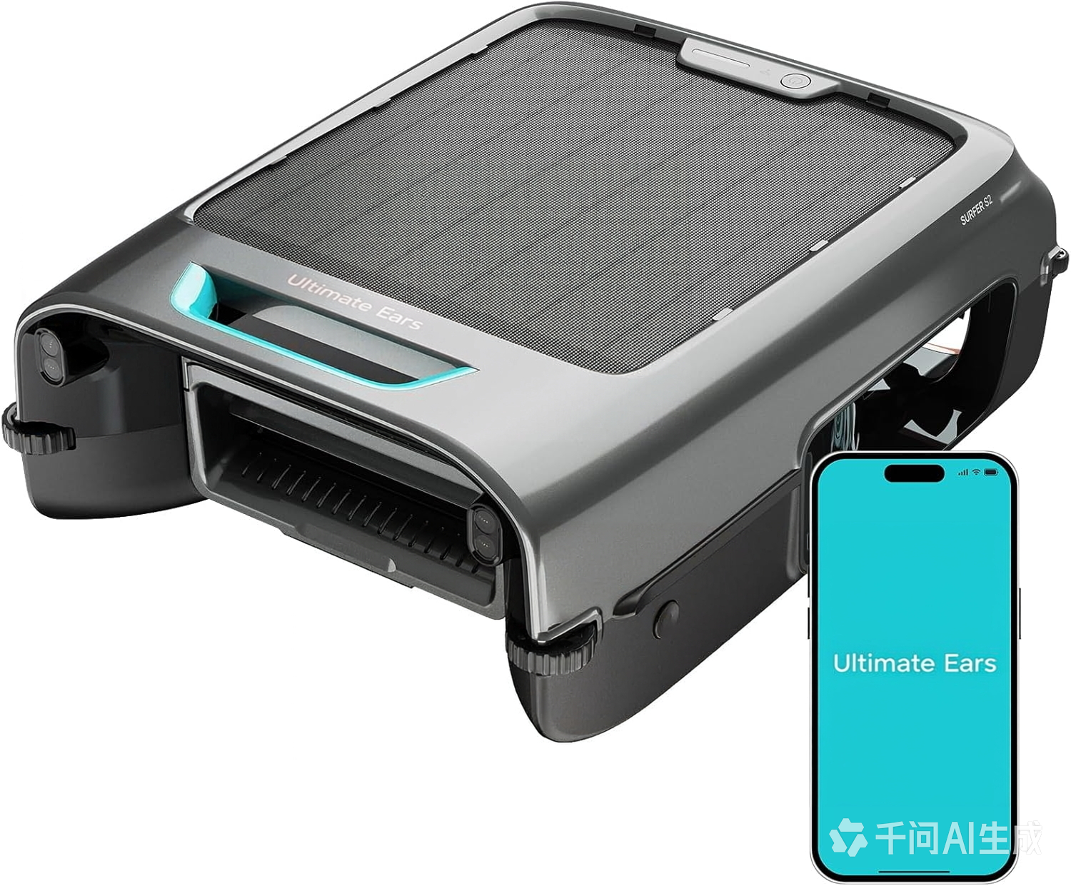 Ultimate Ears  EcoSurfer S2 Solar Powered Pool Surface Skimmer Robot with APP Support, 24/7 Continuous Cleaning, Dual Charging Modes, Smart Obstacle Avoidance, 150-um Filtration, OTA Upgrade, Gray