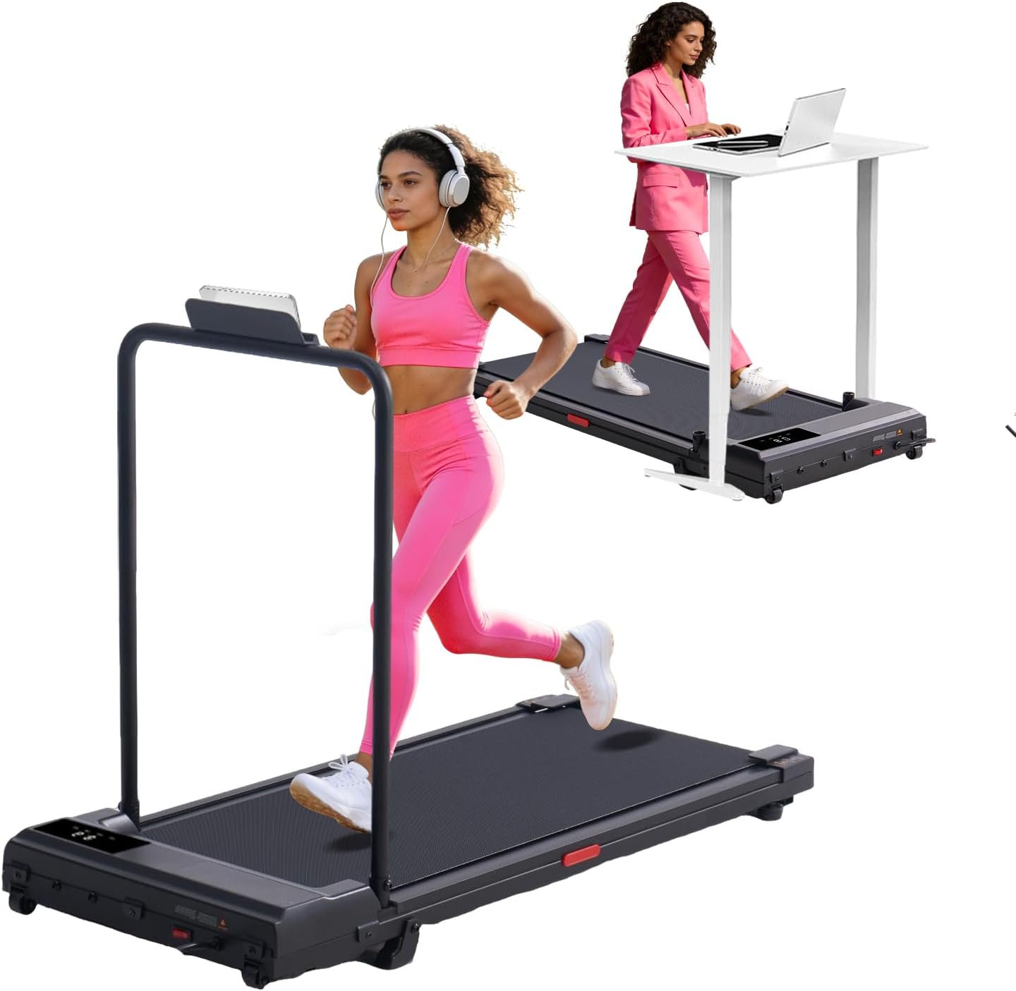 Ultimate Ears Portable Walking Pad Treadmills for Home Small, Electric Mini Walking Treadmill for Exercising, 3.0HP Compact Walking Pad Treadmill with Handle Bar, 0.6-7.6MPH, 350LB Capacity