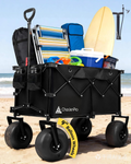 CharJenPro Beach Wagon with Balloon Wheels, 9" PU Tires Collapsible Wagon, 440lbs Heavy Duty Beach Cart with Big Wheels for Sand, Large Capacity Utility Wagons Carts Visit the CharJenPro Store