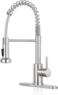 PSIL Kitchen Faucet with Pull Down Sprayer,Commercial Single Handle Stainless Steel Kitchen Faucets with Deck Plate (Brush Nickel)