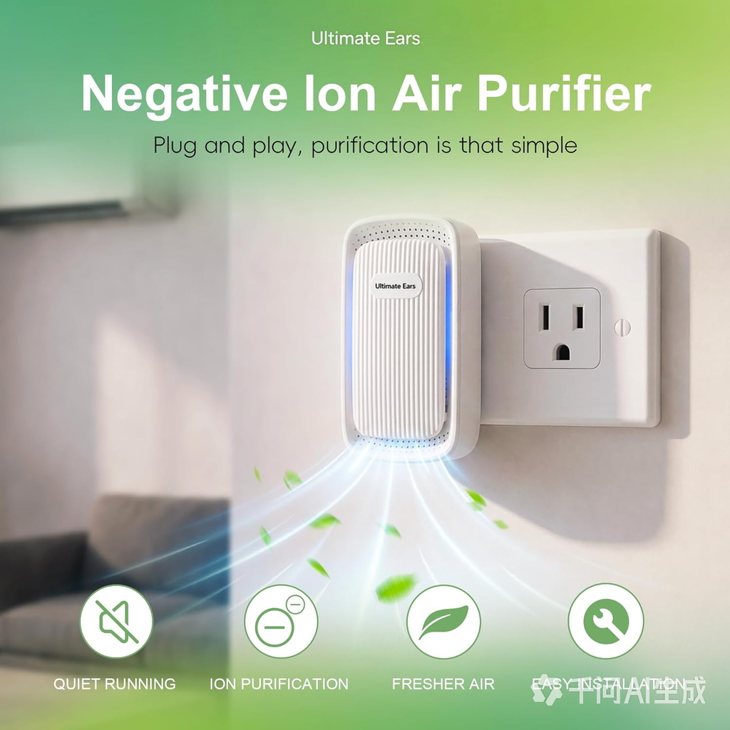 Ultimate Ears Air Ionizers (4 Pack）- Plug In Negative Ion Air Purifiers - Quiet Air Freshener for Home, Bedroom, Office, Basement - Portable Air Purifier Odor, Smoke, Dust, Pet Smell - Mini Air Cleaner White