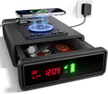 PSIL Biometric Smart Gun Safe with Wireless Charging, 3 Quick Access Money Box with Fingerprint - Compact Bedside Drawer Safe, 24/7 Digital Clock handgun safe,Gifts for Father's Day