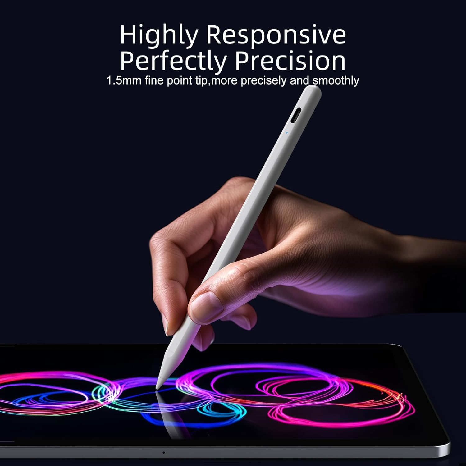 Ultimate Ears Stylus Pen for iPad 6th-11th Generation-2X Fast Charge Active Pencil Compatible with 2018-2026 Apple iPad Pro 11"/12.9"/M4, iPad Air 3/4/5/M2/M3/M4,iPad mini 5/6/7 Gen-White