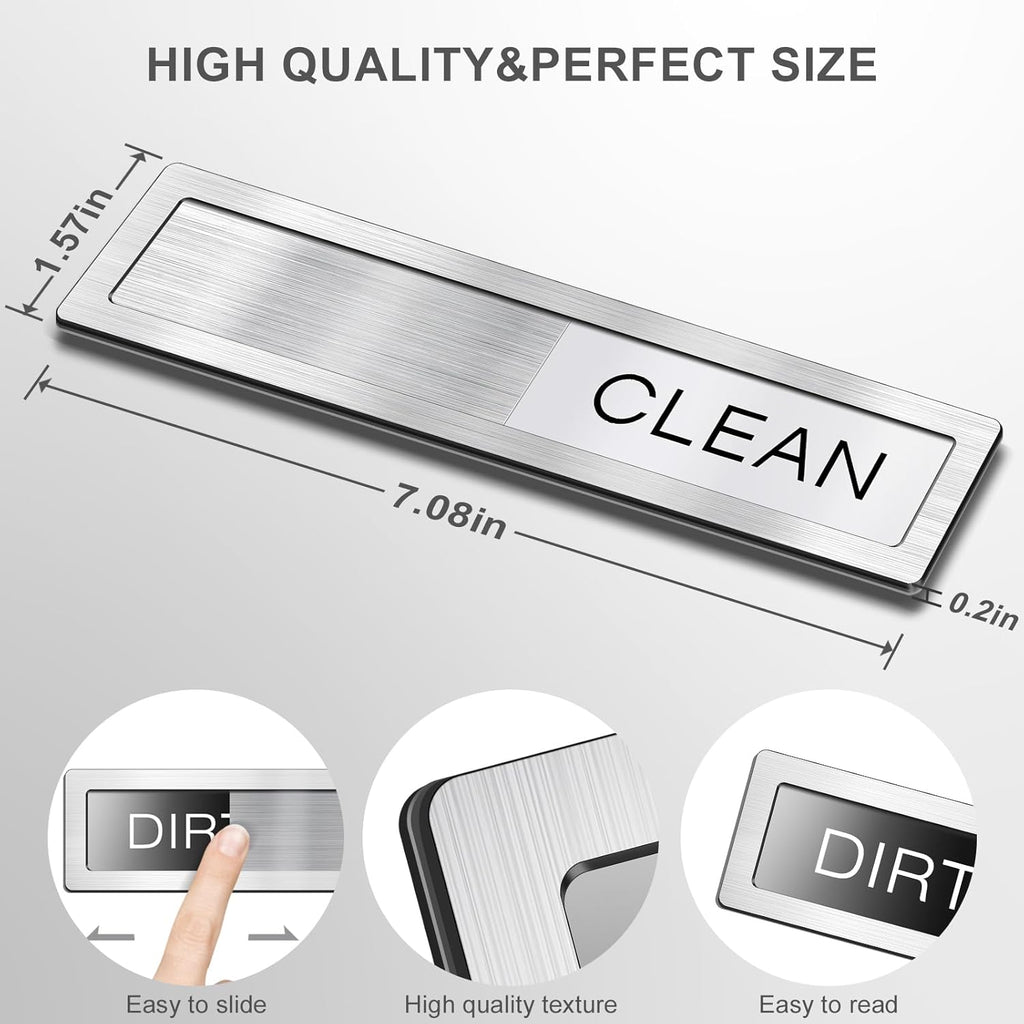 CharJenPro Dishwasher Clean Dirty Sign, Clean Dirty Magnet for Dishwasher - Strong Holding, Non-Scratch, Easy to Read & Slide （7.08″ x 1.57″）