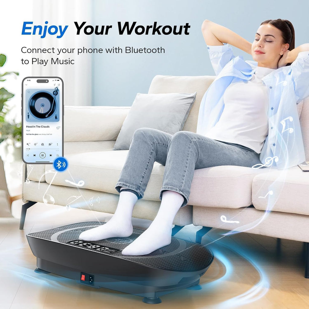 Ultimate Ears Vibration Plate Exercise Machine, Whole Body Workout Equipment for Women, Bluetooth and Silicone Pedal, Vibration Plate with Auto Mode, Vibrate Fitness Platform for Home