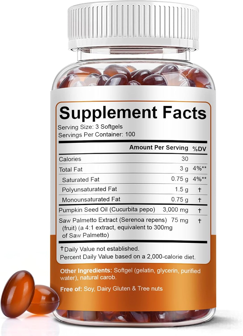 Ultimate Ears Pumpkin Seed Oil with Saw Palmetto Softgels, 3000mg Per Serving, 300 Softgels | Cold-Pressed with Essential Fatty Acids & Phytosterols | Supports Hair, Urinary, Bladder & Prostate Health | Non-GMO
