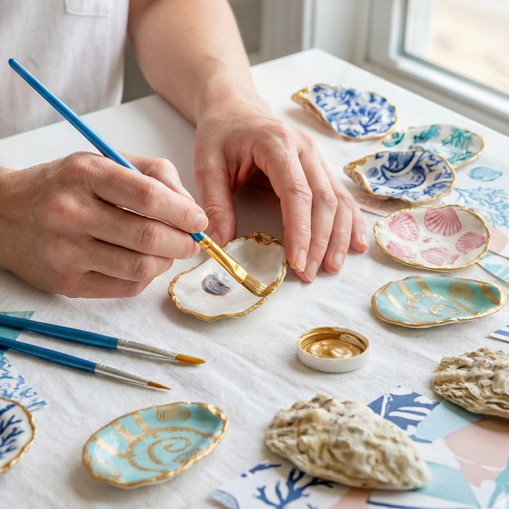 Ultimate Ears 30Pcs Large Flat Oyster Shells for Crafts, 4-5 Inch Cleaned Natural Oyster Shells for Decoupage Painting Vase Filler Wedding DIY Decor Coastal Christmas Large Seashells Art