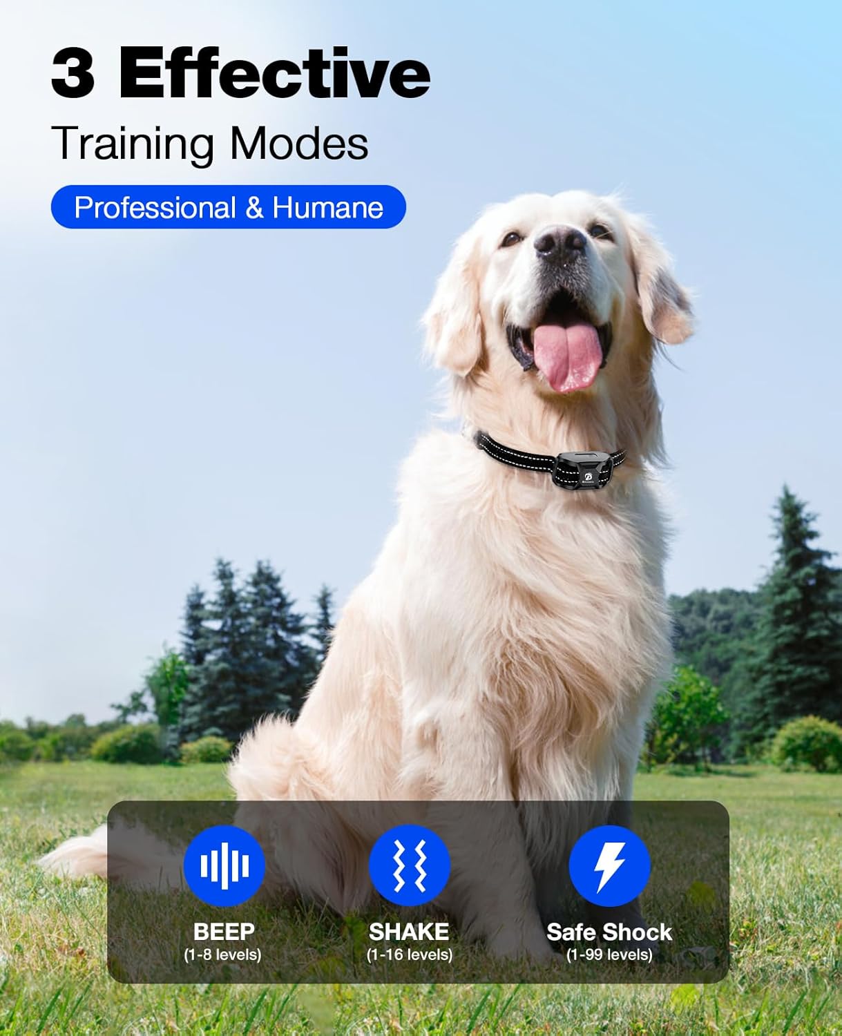 Ultimate Ears Dog Shock Collar - 3300Ft Training Collar with Remote for 5-120lbs Small Medium Large Dogs Rechargeable Waterproof e Collar with Beep (1-8), Shake(1-16), Safe Shock(1-99) Modes (Black)