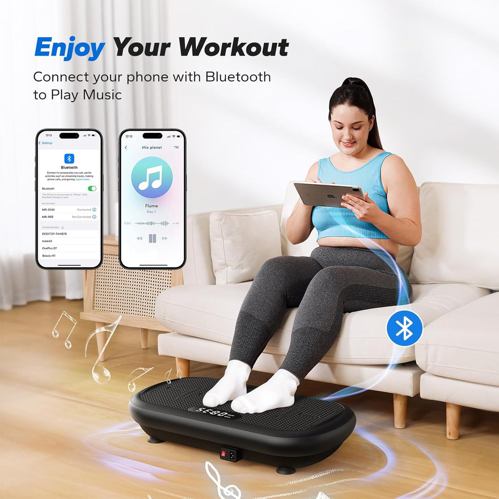 Ultimate Ears Vibration Plate Exercise Machine, Vibration Plate 440 Lbs Capacity, Bluetooth and Silicone Pedal, Stimulate Deep Fat, Vibration Plate for Lymphatic Drainage, Vibrating for Weight Loss