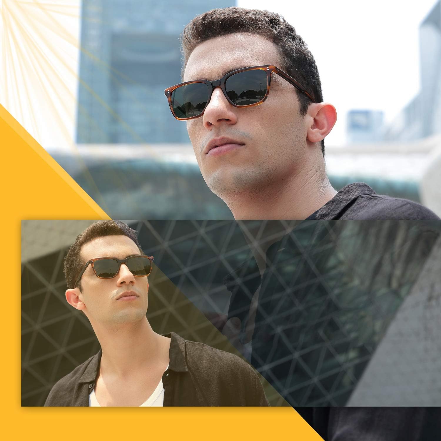 CharJenPro Polarized Men's Sunglasses UV400 Protection for Driving Fishing Cool Man Acetate Shades CA5354