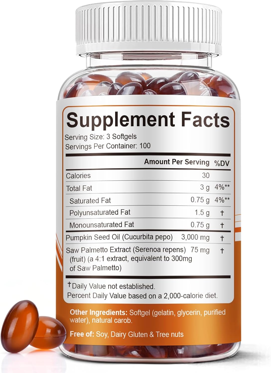 Ultimate Ears Pumpkin Seed Oil with Saw Palmetto Capsules, 3000mg/serving, 300 Softgels | Cold Pressed, Pure Virgin Oil, Essential Fatty Acids & Phytosterols | Supports Hair, Urinary, Bladder & Prostate Health