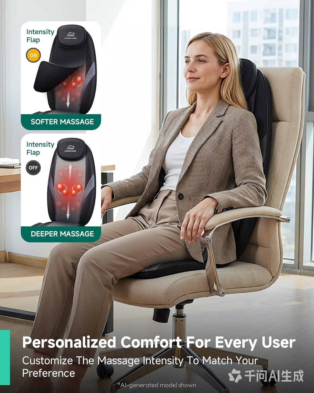Ultimate Ears 2026 Upgraded Shiatsu Roller Back Massager with Heat Massage Chair Pad Kneading Back Massager for Pain Relief Deep Tissue Chair Massage Pad for Office Home Gift Fathers