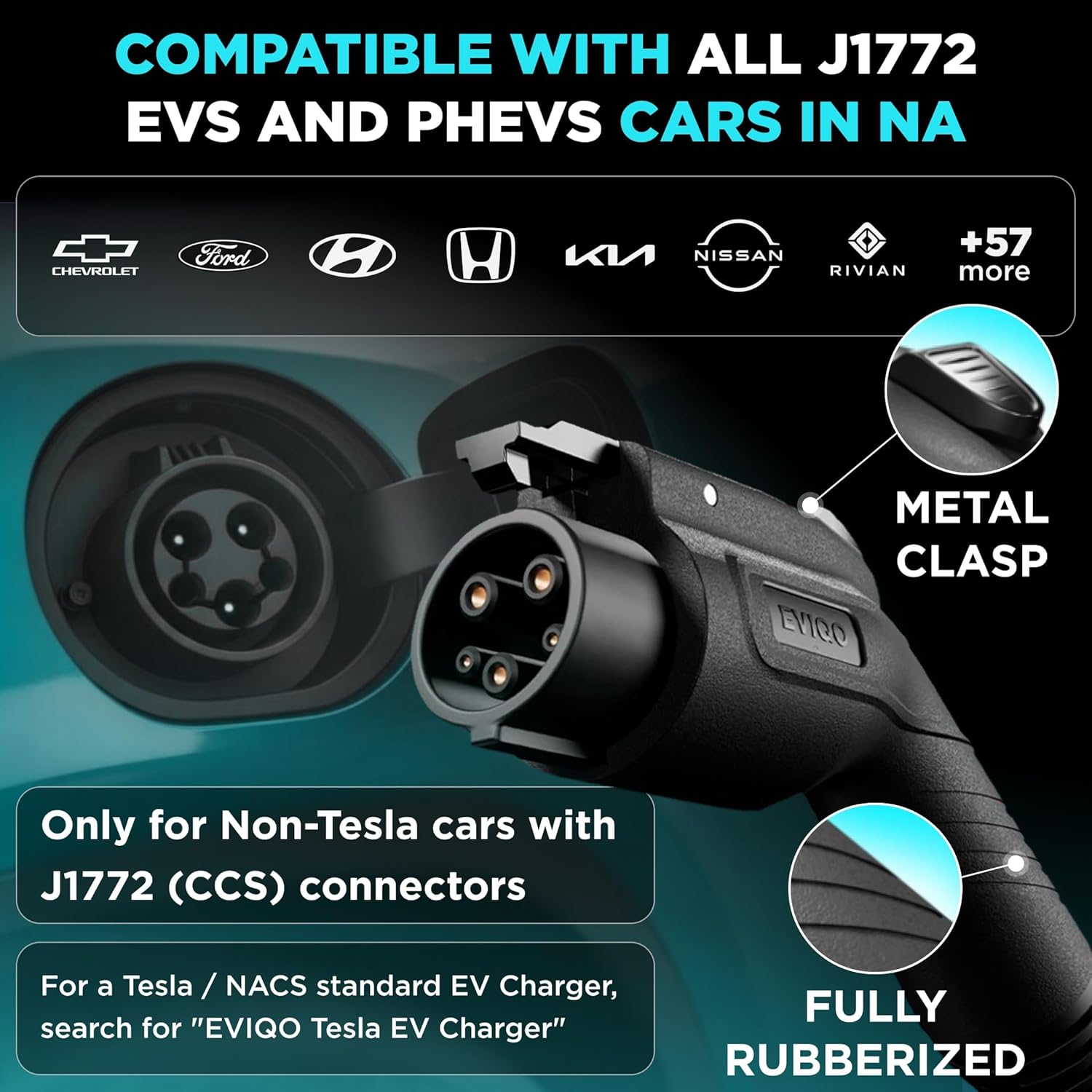 Ultimate Ears Level 2 EV Charger, 48 Amp 240V, J1772 Charger for Non-Tesla EVs, 25ft Cable, WiFi (2.4GHz) Smart App, Weatherproof Indoor/Outdoor (IP66, NEMA 4), UL & ETL Certified, Hardwired, 11.5kW