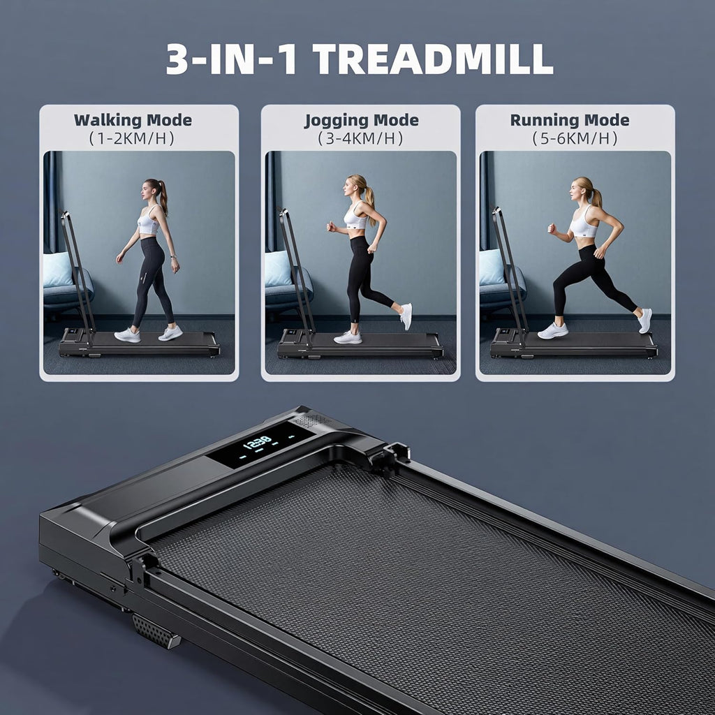 Ultimate Ears Walking Pad Treadmill for Home - Folding Treadmills with Handle Bar Portable Compact Fold up Indoor Foldable Handles Electric Walk Pads Small Spaces Mini Running Quiet Under Bed Office
