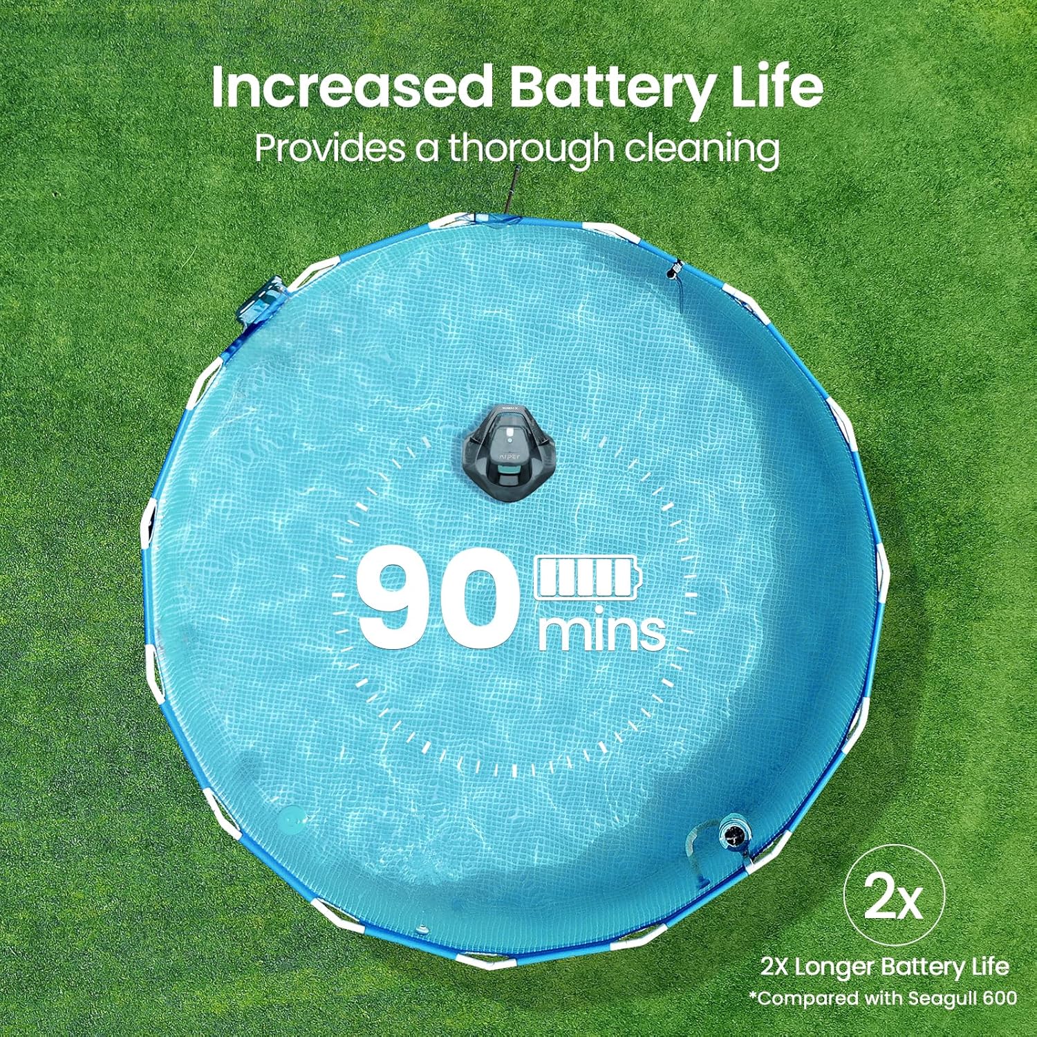Ultimate Ears Seagull SE 2025 Cordless Robotic Pool Vacuum with 1200GPH Strong Suction, Lasts 90 Mins Runtime, LED Indicator,Pool Vacuum for Above-Ground Pool up to 40 Feet, Grey & Teal