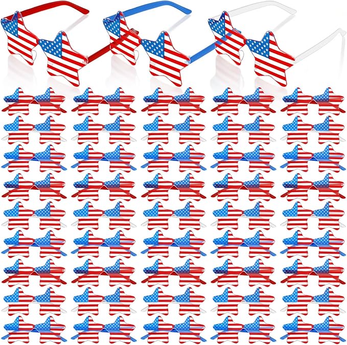 PSIL 4th of July Star Glasses American Flag Glasses Patriotic USA Flag 250th Anniversary Independence Day Decoration
