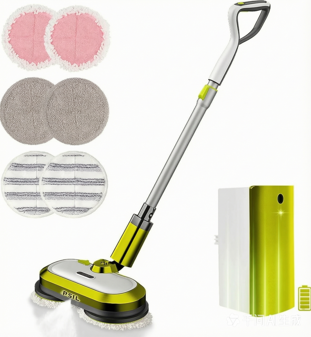 PSILCordless Electric Mop with Water Spray & Detachable Battery, Rechargeable Floor Spin Mop & Scrubber with LED Headlights, Washable Pads, Lightweight for Hardwood Tile Marble Floor Cleaning