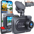 PSIL R2-4K DUAL Dash Cam Front and Rear, STARVIS 2 Sensor, FREE 128GB Card Included, 5G WiFi - up to 20MB/s Fastest Download Speed with App, 4K 2160P/FHD Dash Camera for Cars, 3" IPS, 24H Parking Mode