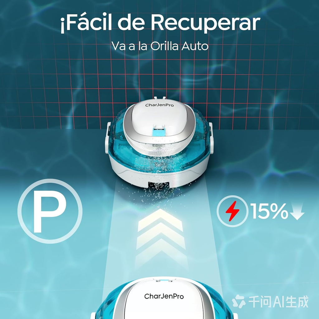 CharJenPro S2 Robot Piscina,Doble Filtración,Robot Limpiafondos Piscina Sin Cable,Doble Motor,90 Minutos de Limpieza,Carga en 2.5h