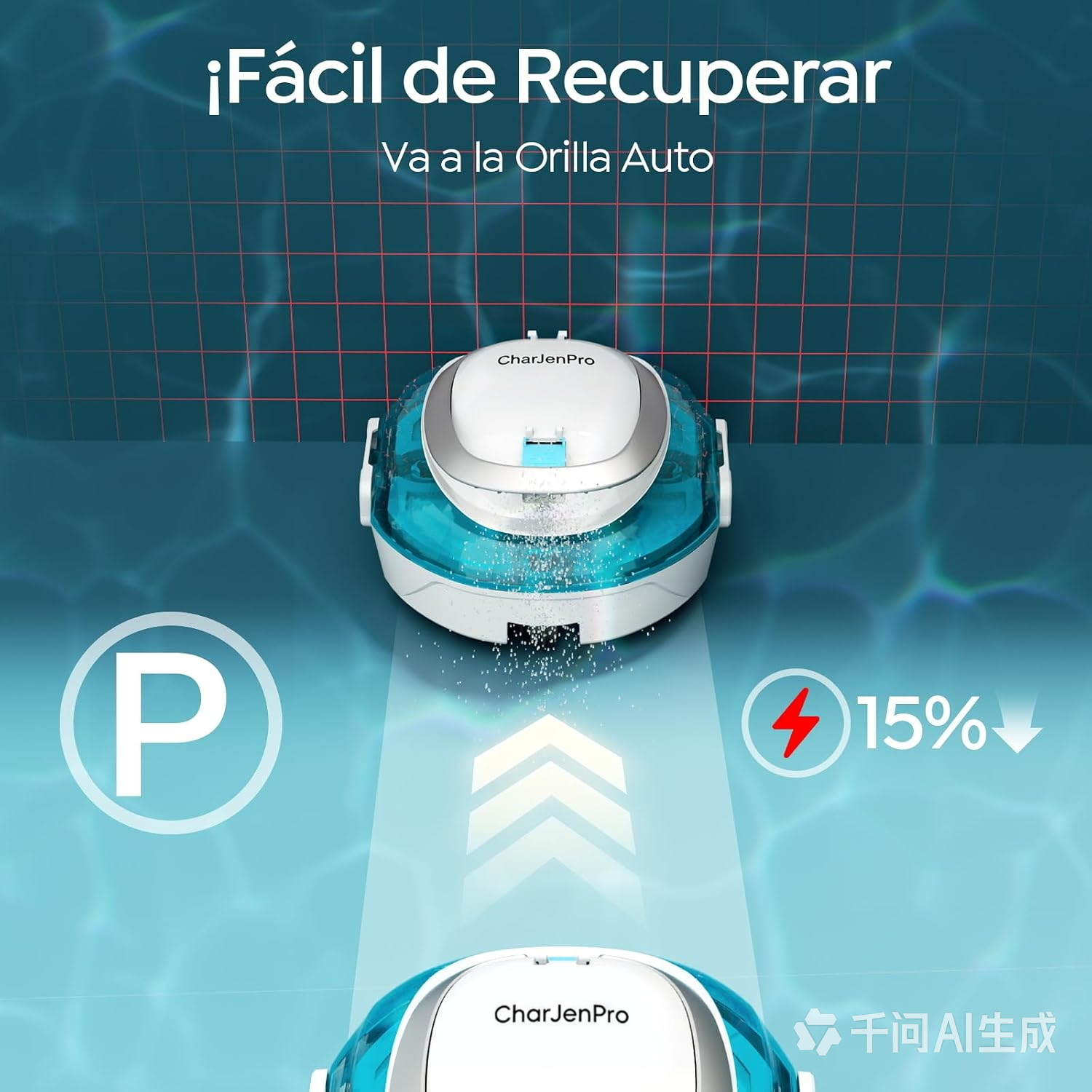 CharJenPro S2 Robot Piscina,Doble Filtración,Robot Limpiafondos Piscina Sin Cable,Doble Motor,90 Minutos de Limpieza,Carga en 2.5h