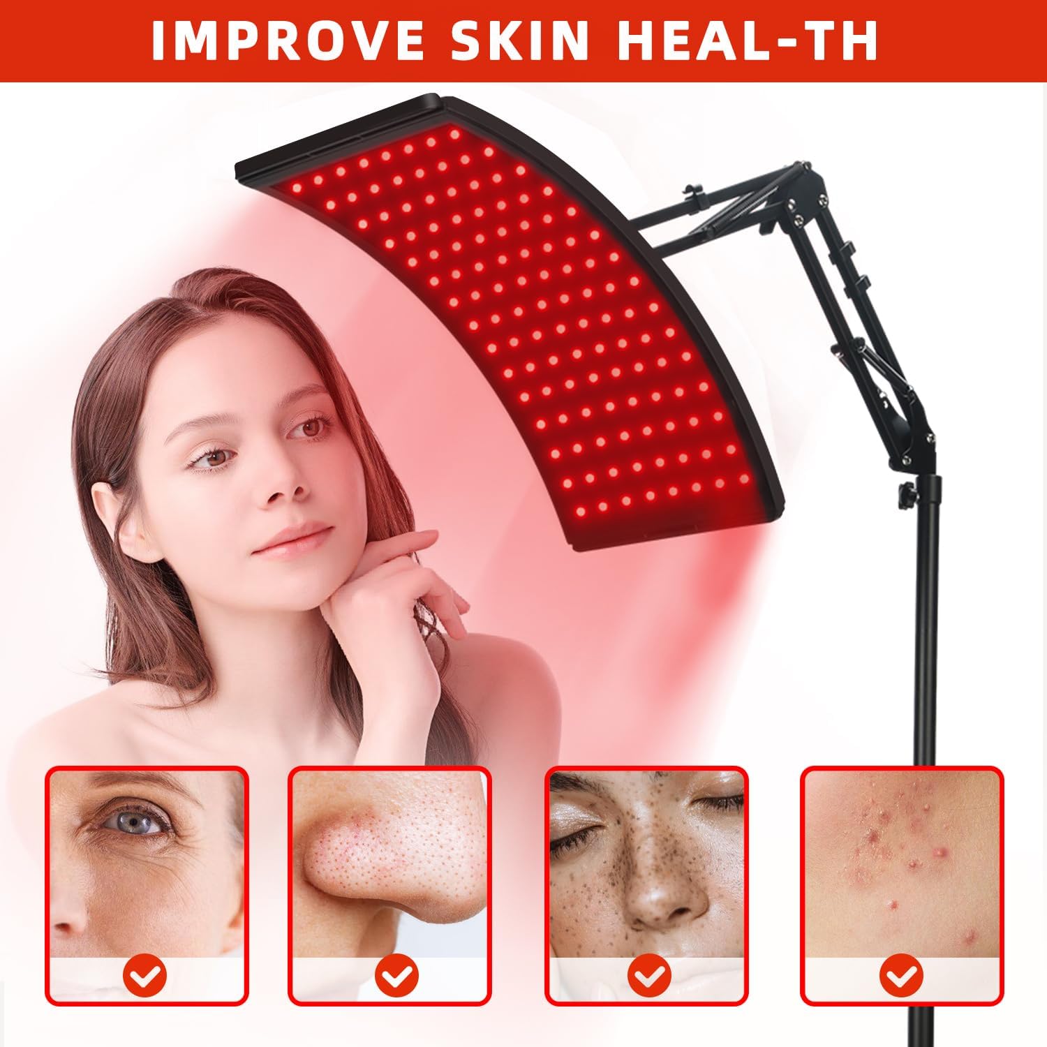 PSIL Red Light Therapy for Face and Body, Red Infrared Light Therapy Lamp with Stand Led 660nm & 850nm Infrared Light Device for Body