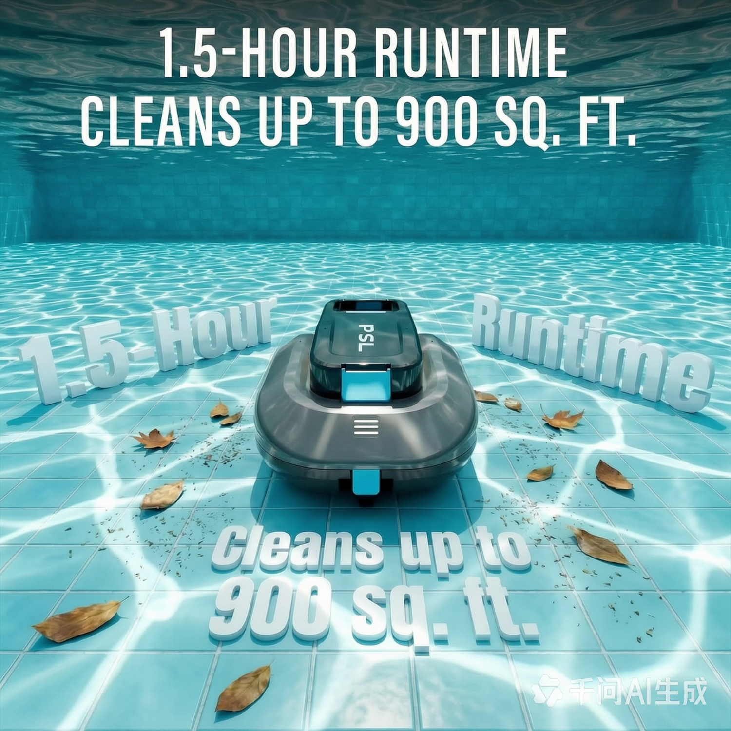 Cordless Robotic Pool Cleaner with Dual high-Efficiency Motors Delivers Strong Suction, Smart Self-Parking,Smart LED Indicator,Pool Vacuum for Above-Ground Flat Pool up to 900 Sq.ft(Gray)