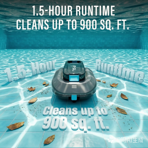 Cordless Robotic Pool Cleaner with Dual high-Efficiency Motors Delivers Strong Suction, Smart Self-Parking,Smart LED Indicator,Pool Vacuum for Above-Ground Flat Pool up to 900 Sq.ft(Gray)