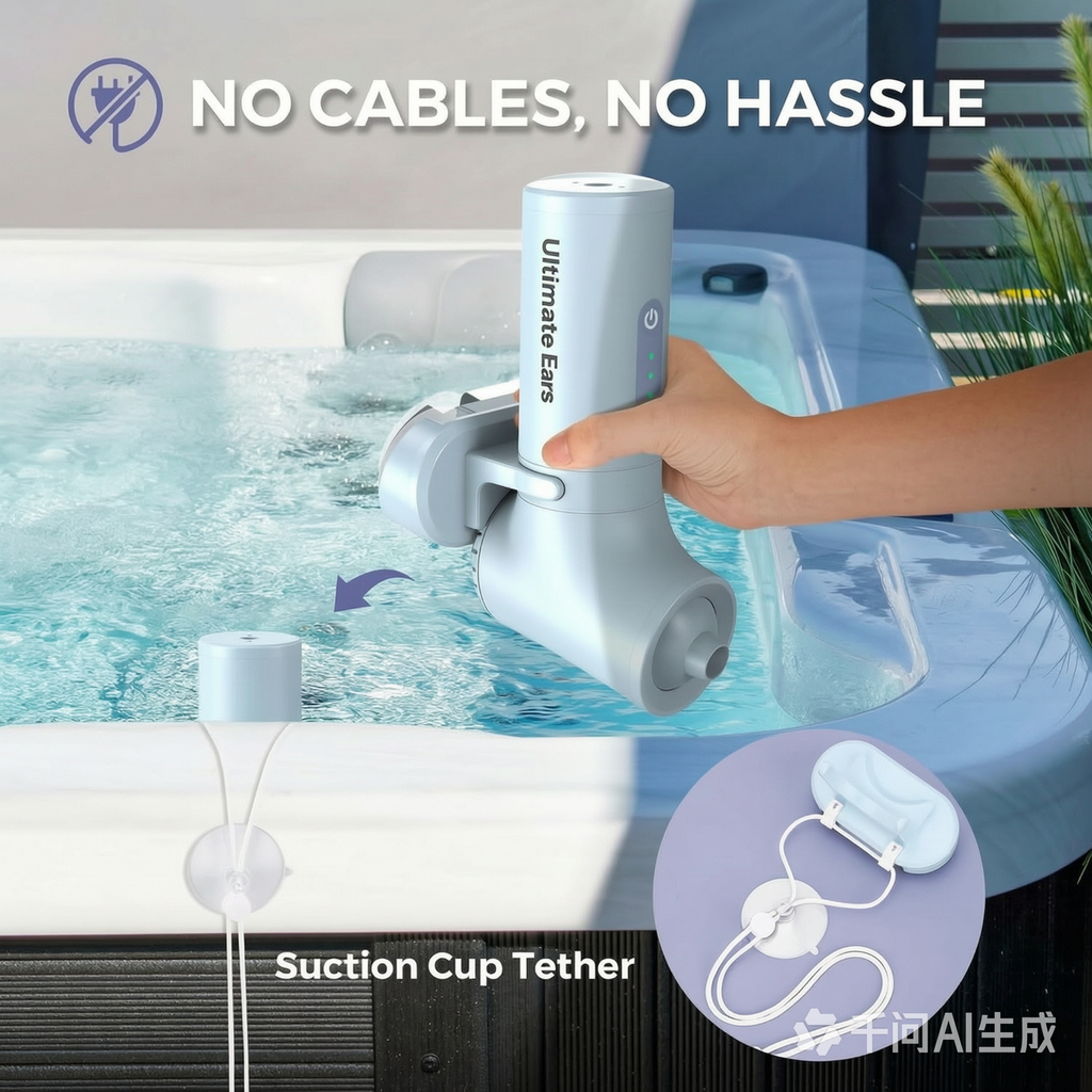 MOMFANN Bath Jet Spa, Bath Jet/Bubble Mode, Cordless Portable Bathtub Accessories with 3-Level Adjustable Speed, Bathtub Jets for Home Spa, Relaxing (Blue)
