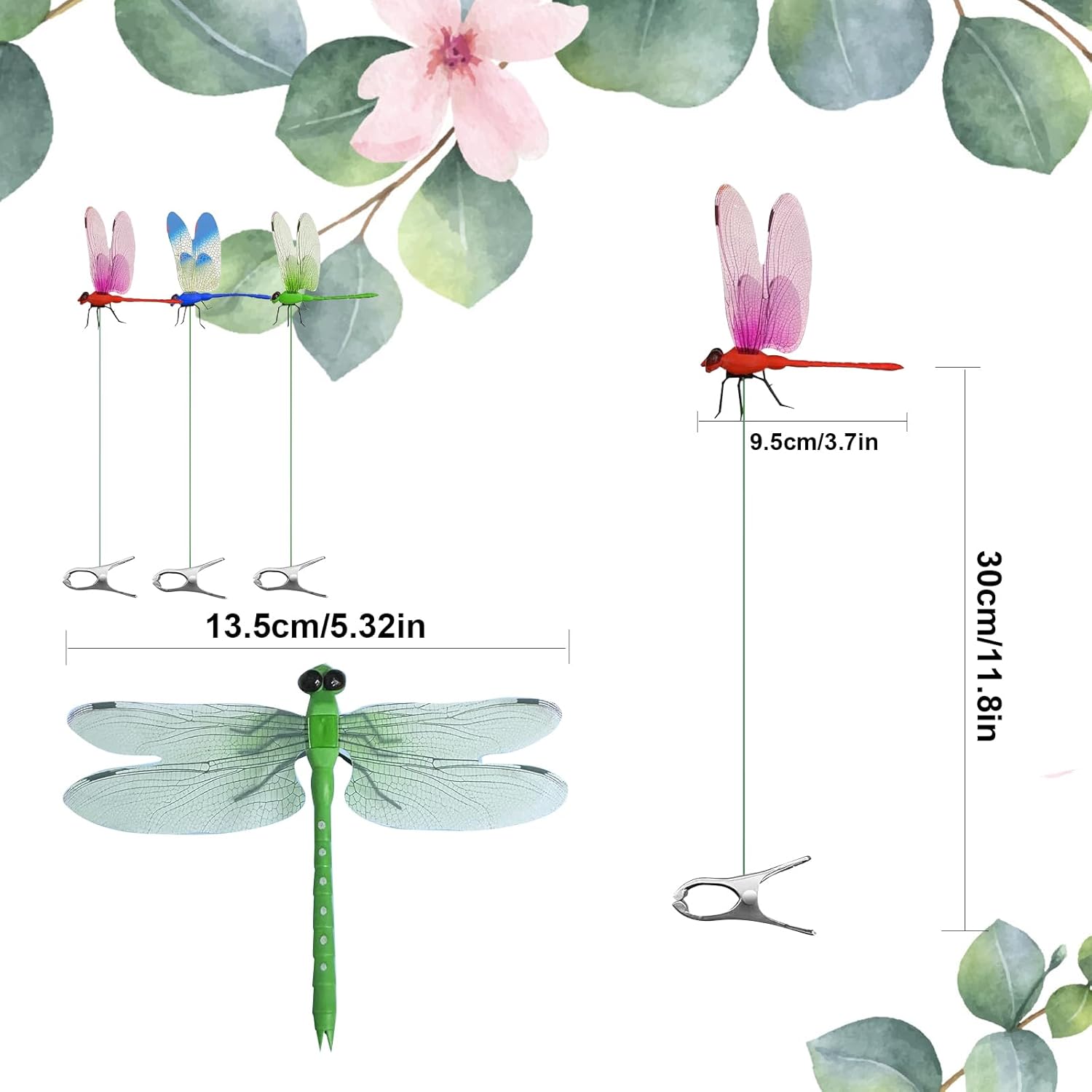 9 PCS Dragon Fly Clips for Bugs Repellent, Dragonfly Clip Bug Repellent, Dragonfly Clips to Keep Bugs Away for Garden Stakes Decor Yard Ornaments for Hat & Horse, Fly Scare Devices for Indoor Outdoor