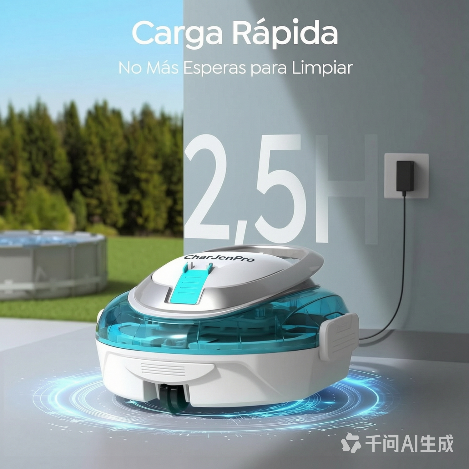 CharJenPro S2 Robot Piscina,Doble Filtración,Robot Limpiafondos Piscina Sin Cable,Doble Motor,90 Minutos de Limpieza,Carga en 2.5h