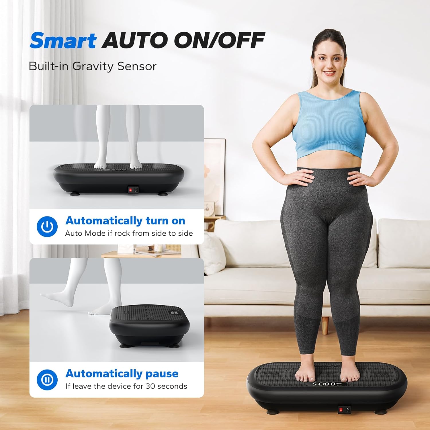 Ultimate Ears Vibration Plate Exercise Machine, Vibration Plate 440 Lbs Capacity, Bluetooth and Silicone Pedal, Stimulate Deep Fat, Vibration Plate for Lymphatic Drainage, Vibrating for Weight Loss