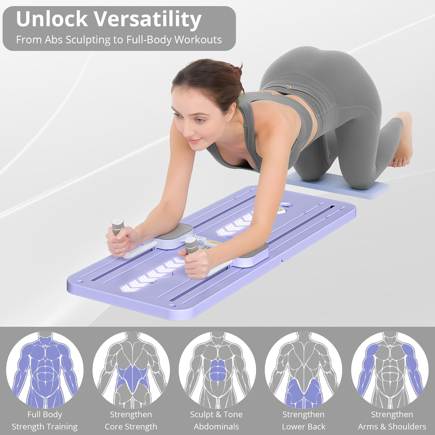Ultimate Ears Pilates Board - Pilates Reformer Set, Multi-Purpose Foldable Pilates Reformer Board for Home, 5 in 1 Pilates Sliding Board