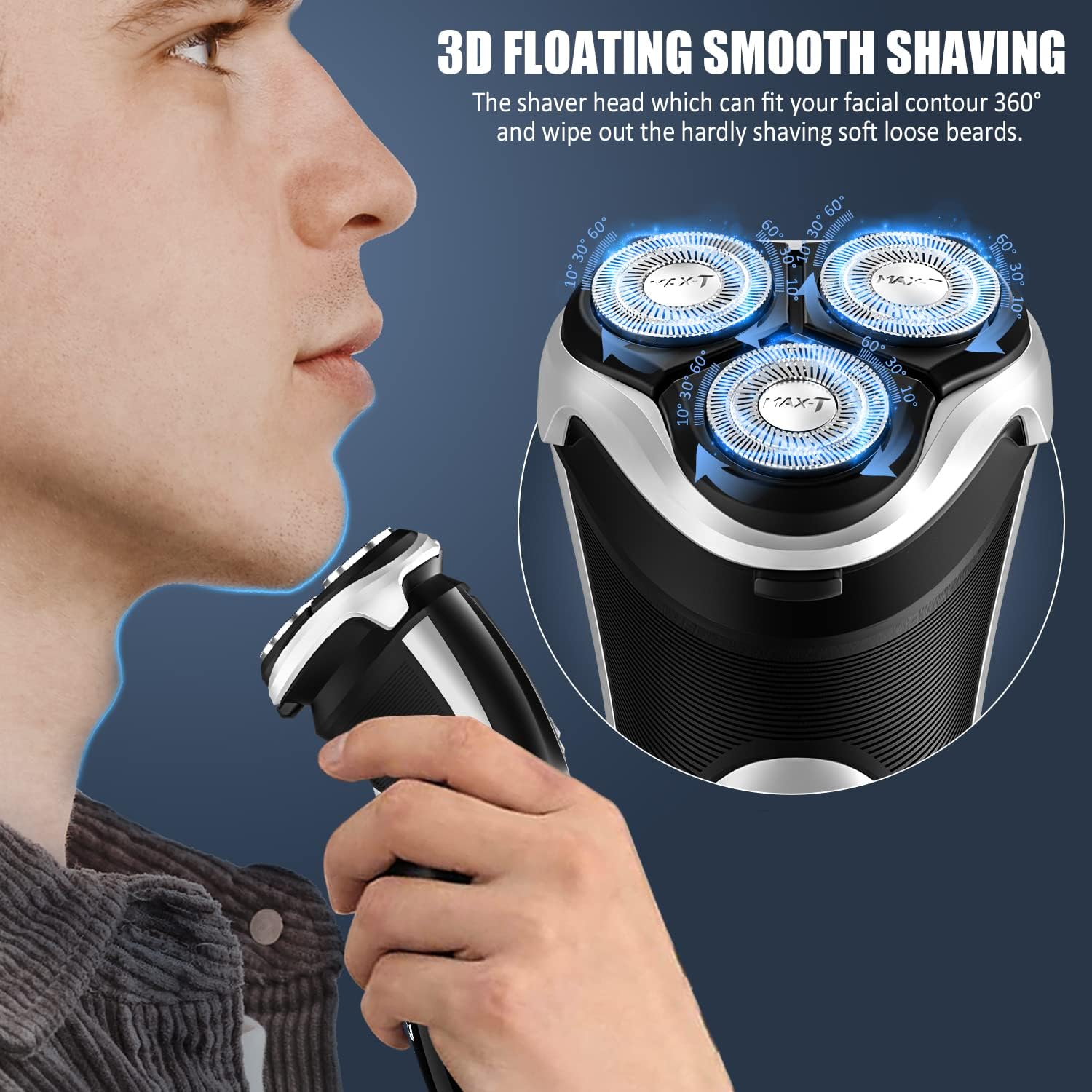 Men's Electric Shaver - Ultimate Ears Corded and Cordless Rechargeable 3D Rotary Shaver Razor for Men with Pop-up Sideburn Trimmer Wet and Dry, IPX7 Waterproof, Plug & Play Visit the PSIL Store