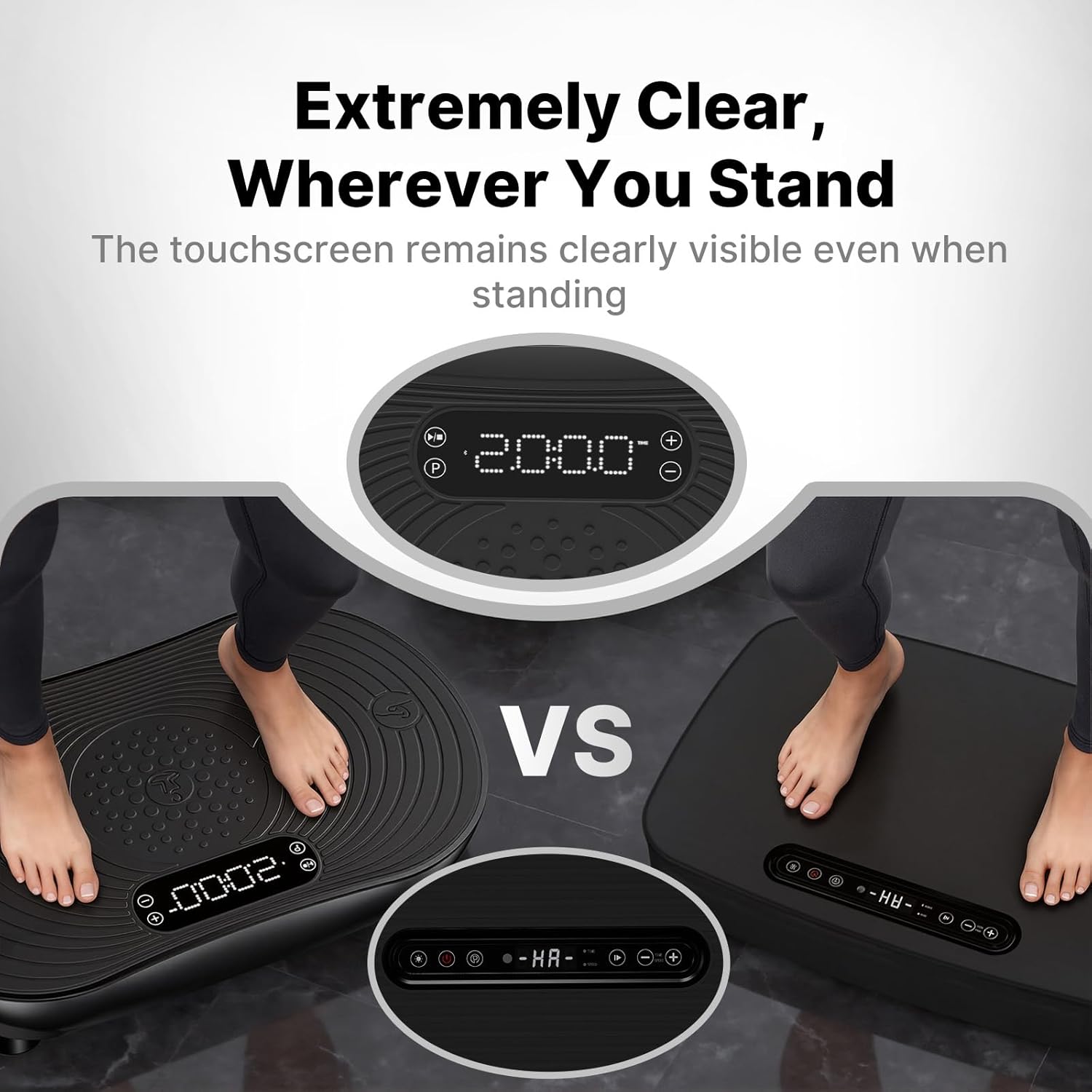 Ultimate Ears Vibration Plate Exercise Machine, Vibrating Platform for Lymphatic Drainage Weight Loss Muscle Activation, Full Body Home Exercise Equipment with LED Touch Screen Bluetooth Pull Cord
