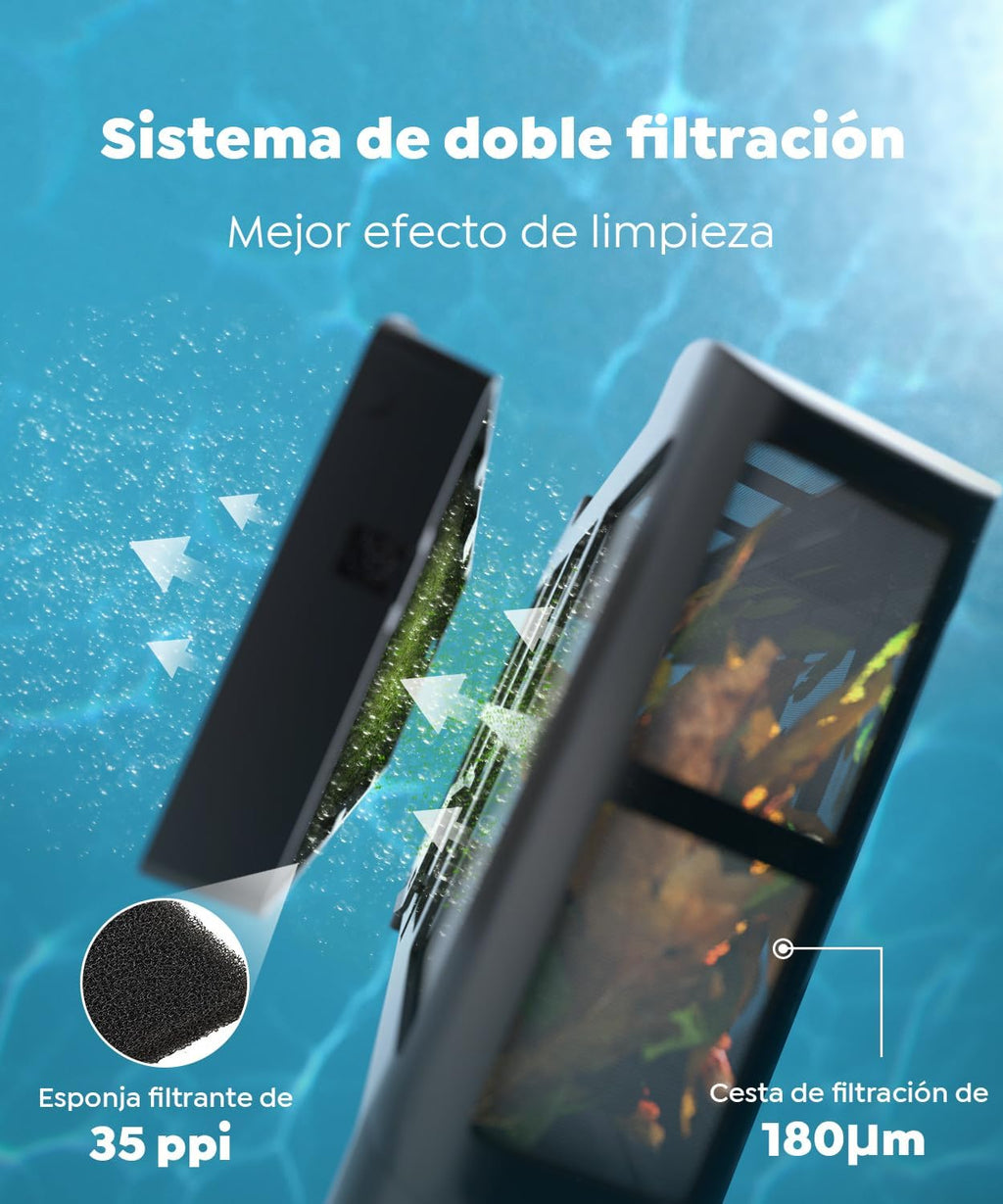 CharJenPro C1 Robot Piscina Limpiafondos y Paredes, Doble Filtro, Aspirador Piscina Bateria, 7 Modos Limpieza, 170-180 min Autonomía, Limpiador con App, Limpiafondos Piscina de hasta 150 m², Azul Abismo