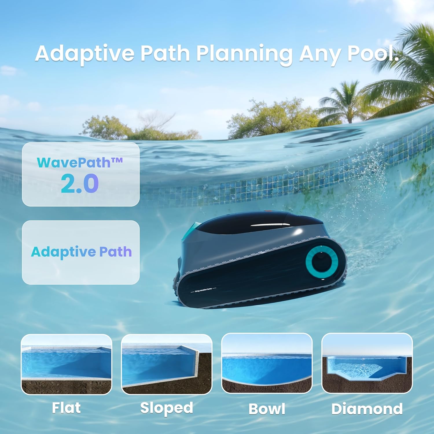 Ultimate Ears Scuba S1 Robotic Pool Cleaner, Wall & Waterline Cleaning, Dual Filtration, Extended 180-Min Battery Life, Smarter Navigation with High-Precision Sensors, App Support, OTA Upgrade