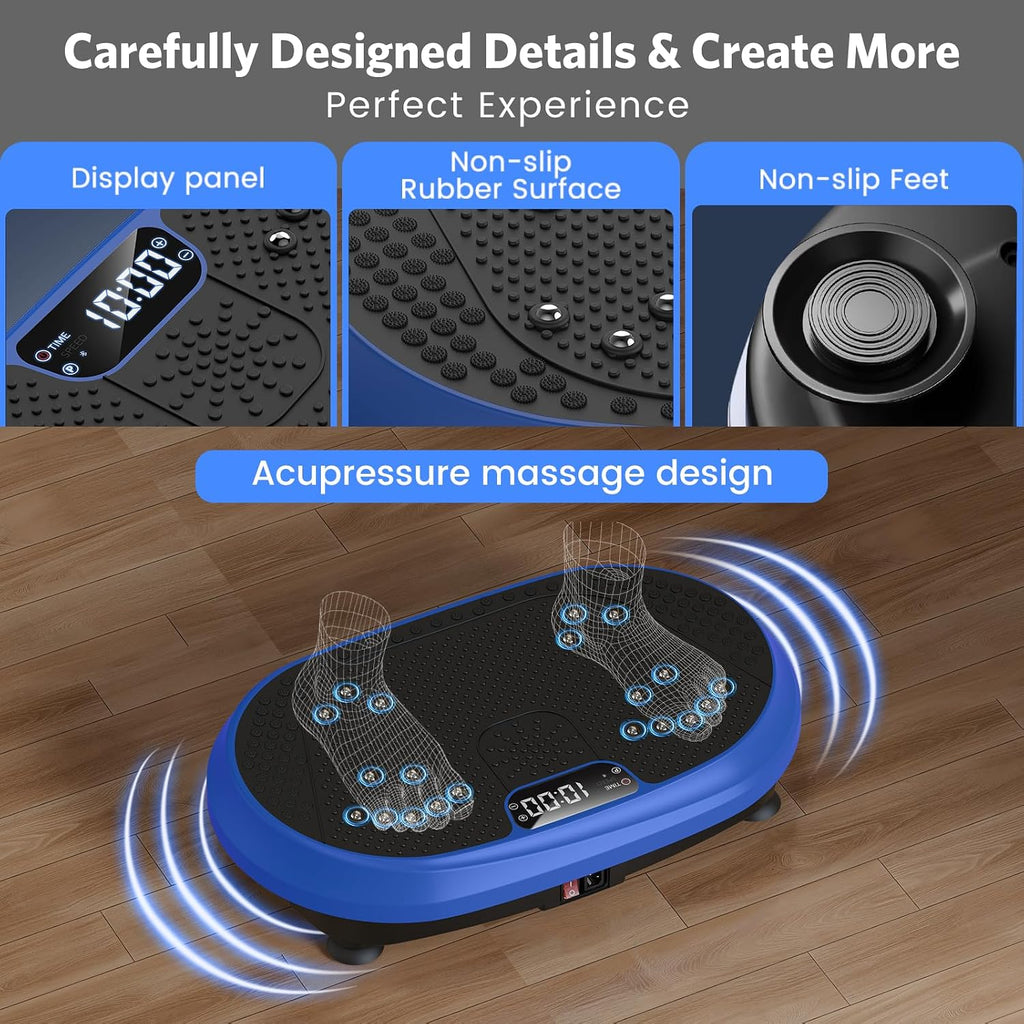 Ultimate Ears Vibration Plate Exercise Machine, Vibrating Fitness Platform for Lymphatic Drainage, Full Body Shaker Workout Equipment, Bluetooth Power Shaping Vibrate Plate, Board Sport for Home Exercise Gym, Blue