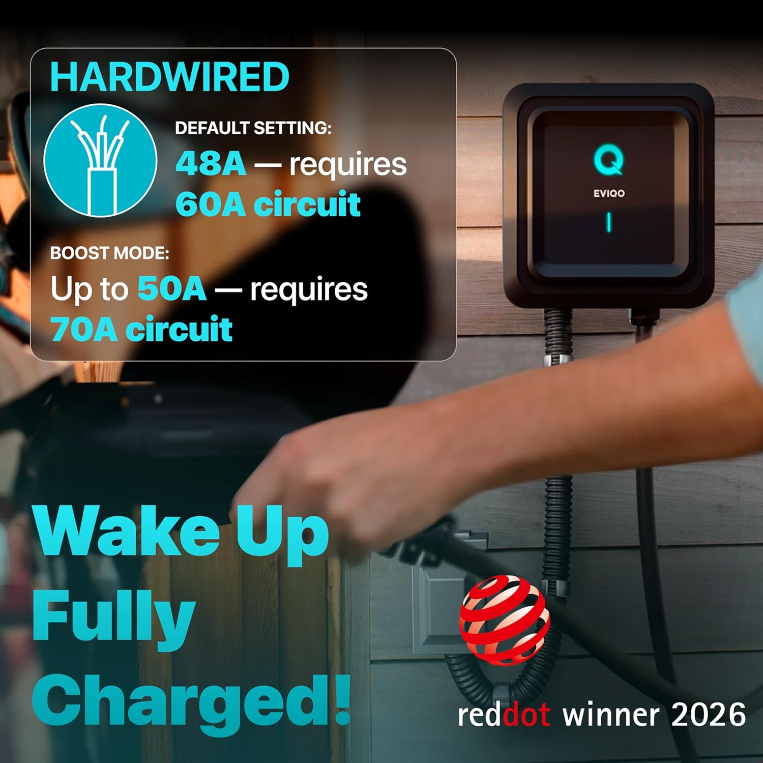 Ultimate Ears Level 2 EV Charger, 48 Amp 240V, J1772 Charger for Non-Tesla EVs, 25ft Cable, WiFi (2.4GHz) Smart App, Weatherproof Indoor/Outdoor (IP66, NEMA 4), UL & ETL Certified, Hardwired, 11.5kW