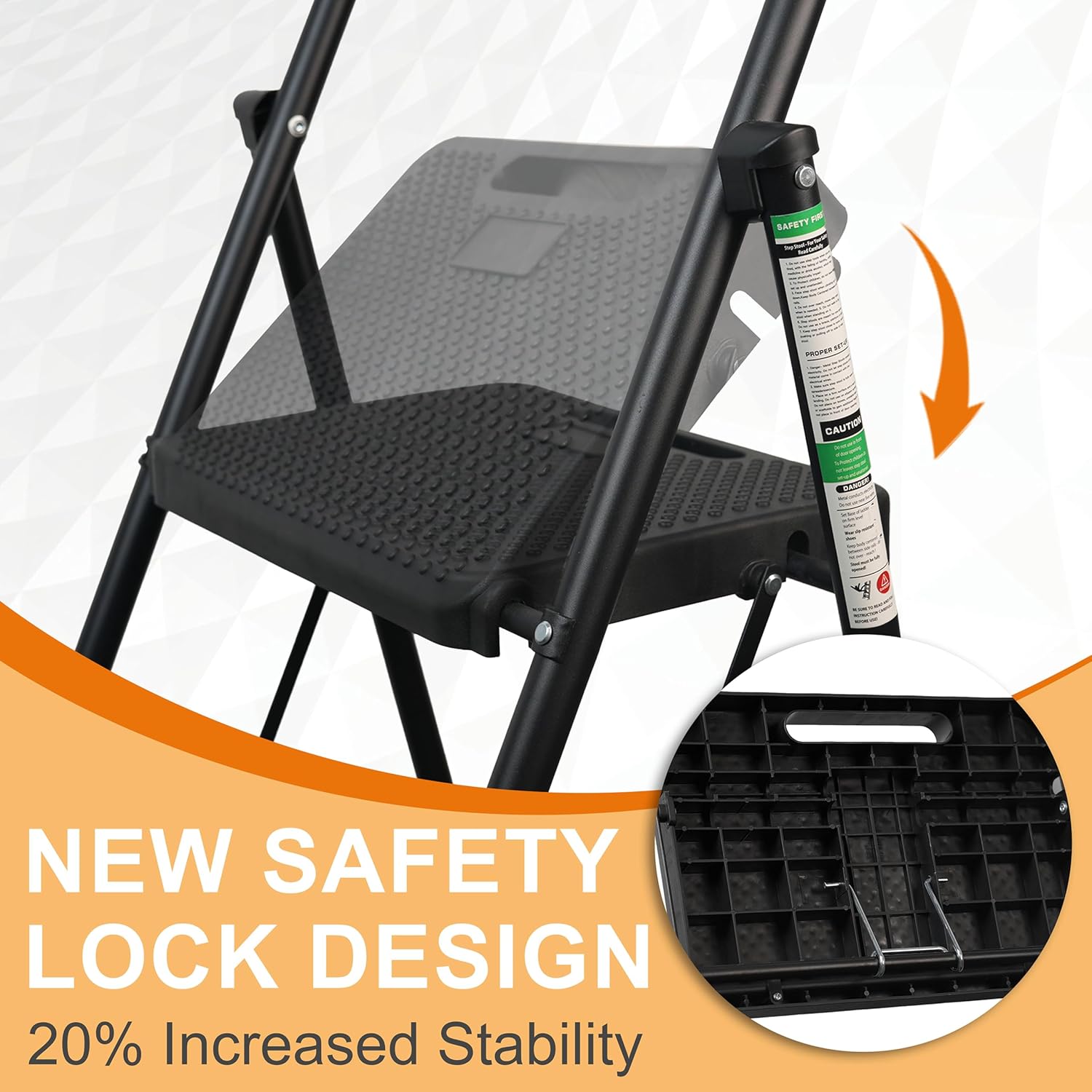 CharJenPro Step Ladder, Folding Step Stool with Wide Anti-Slip Pedals, Sturdy Steel Ladder with Handrail, Space-Saving, Portable for Home & Adults, 3 Step Ladder