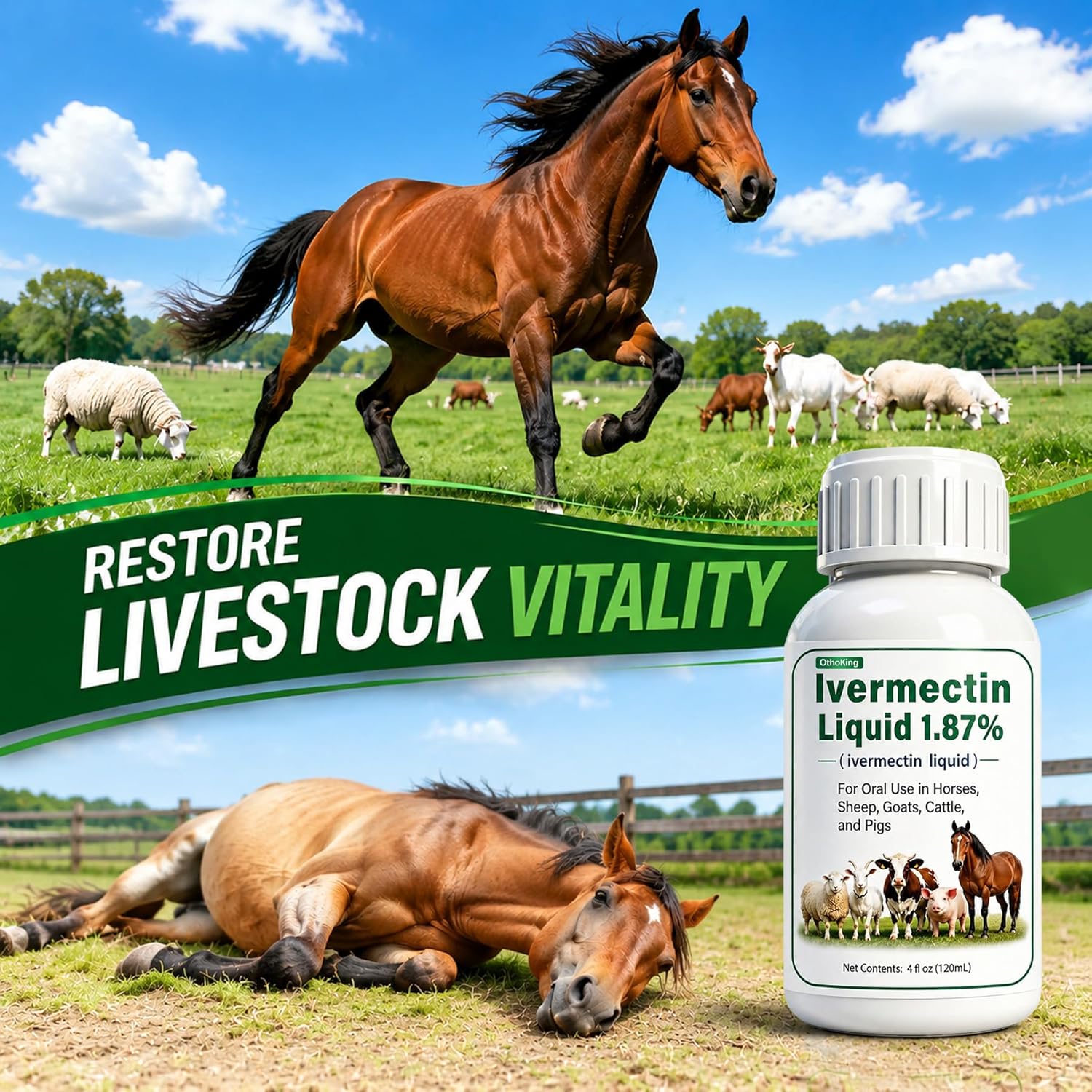 Iver-mectin Liquid for Horse, Maintain General Well-Being & Vitality