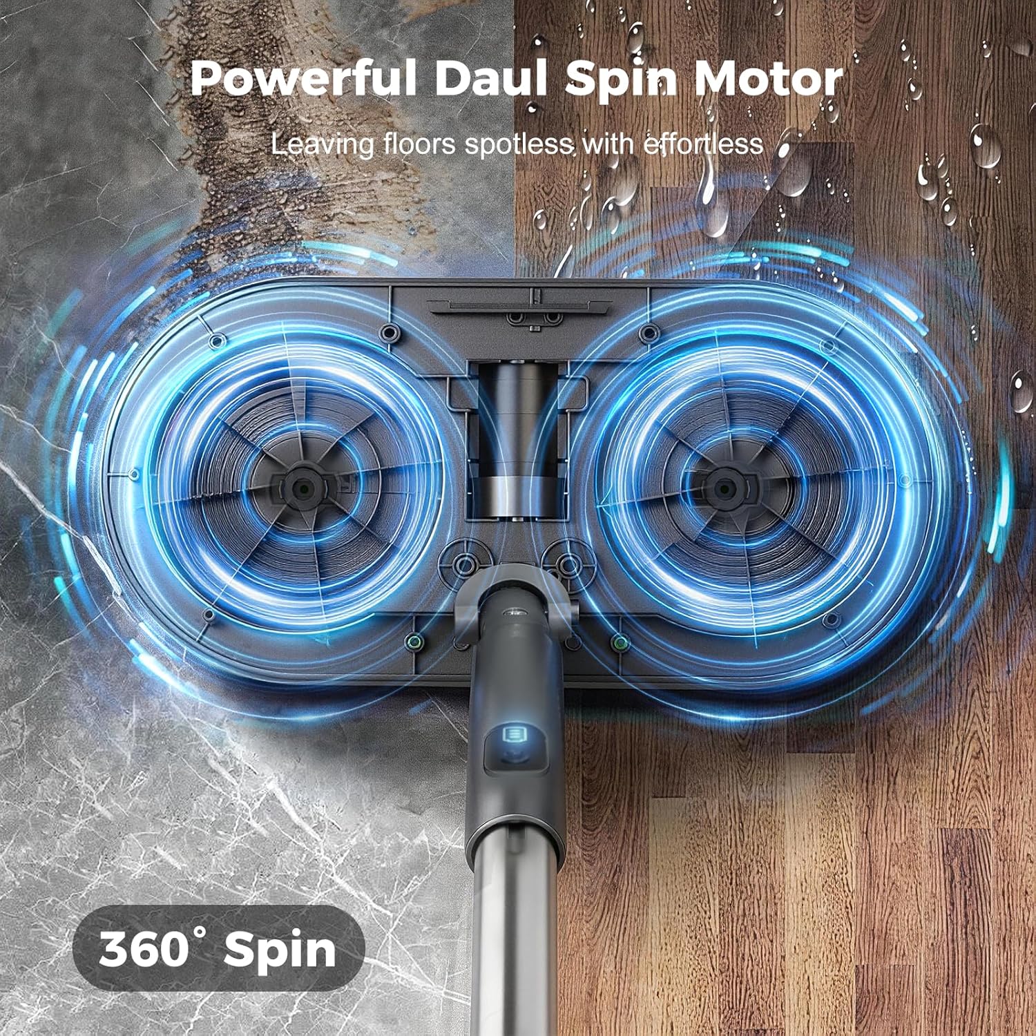 Ultimate Ears Cordless Electric Mop with Spray & Detachable Water Tank, Lightweight Electric Spin Mop with Headlights for Hardwood Tile Laminate Floors, Long-Lasting Battery, Self-Propelled Floor Cleaner
